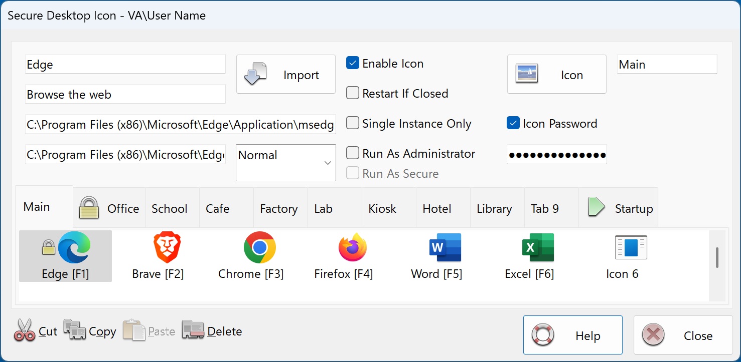 Secure Desktop Icon Configuration